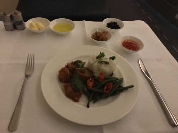 Scallops with beans and jasmine rice