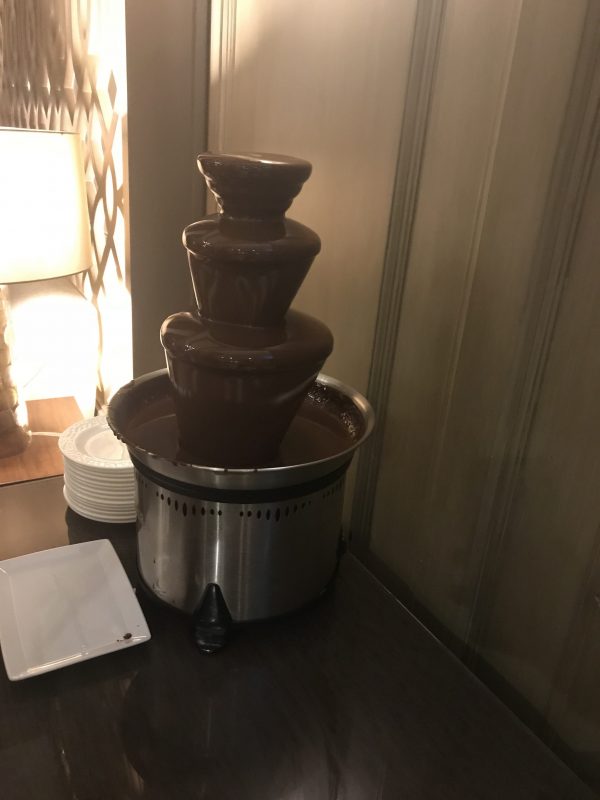 Chocolate fountain at the Club Loung
